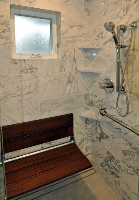 Guest bathroom shower seat