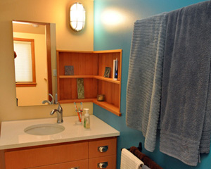 bathroom in backyard cottage