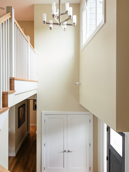 The flooring was chosen to hold up with radiant heat below, and the 4 inch width gives it a rustic feel without losing stability