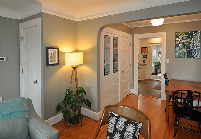 Upstairs living room with new cabinetry